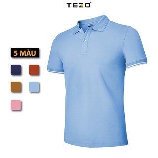 Áo polo nam công sở TEZO, áo thun nam trơn phối bo có cổ ngắn tay 2106APCT14