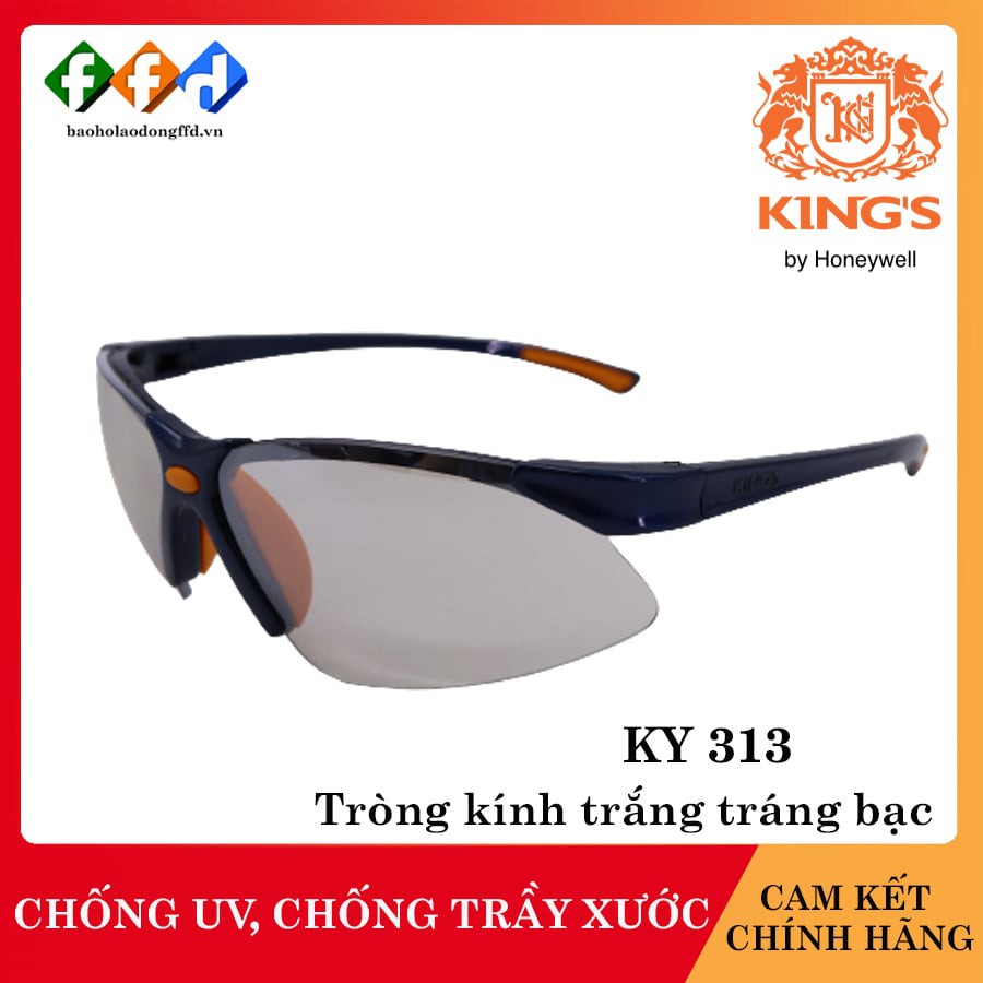 Kính bảo hộ King's KY313B mắt kính trắng tráng bạc,Kính chống tia UV,chống bụi, chống xước,dùng trong lao động,đi xe máy