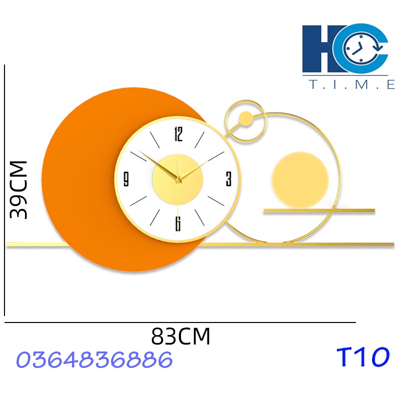 Đồng hồ treo tường trang trí decor T10 kích thước 83 x 39 cm