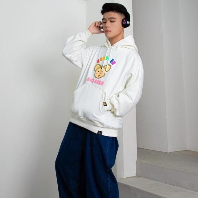 Áo hoodie Uncover SiCi Gấu Full Tag Trắng Đen