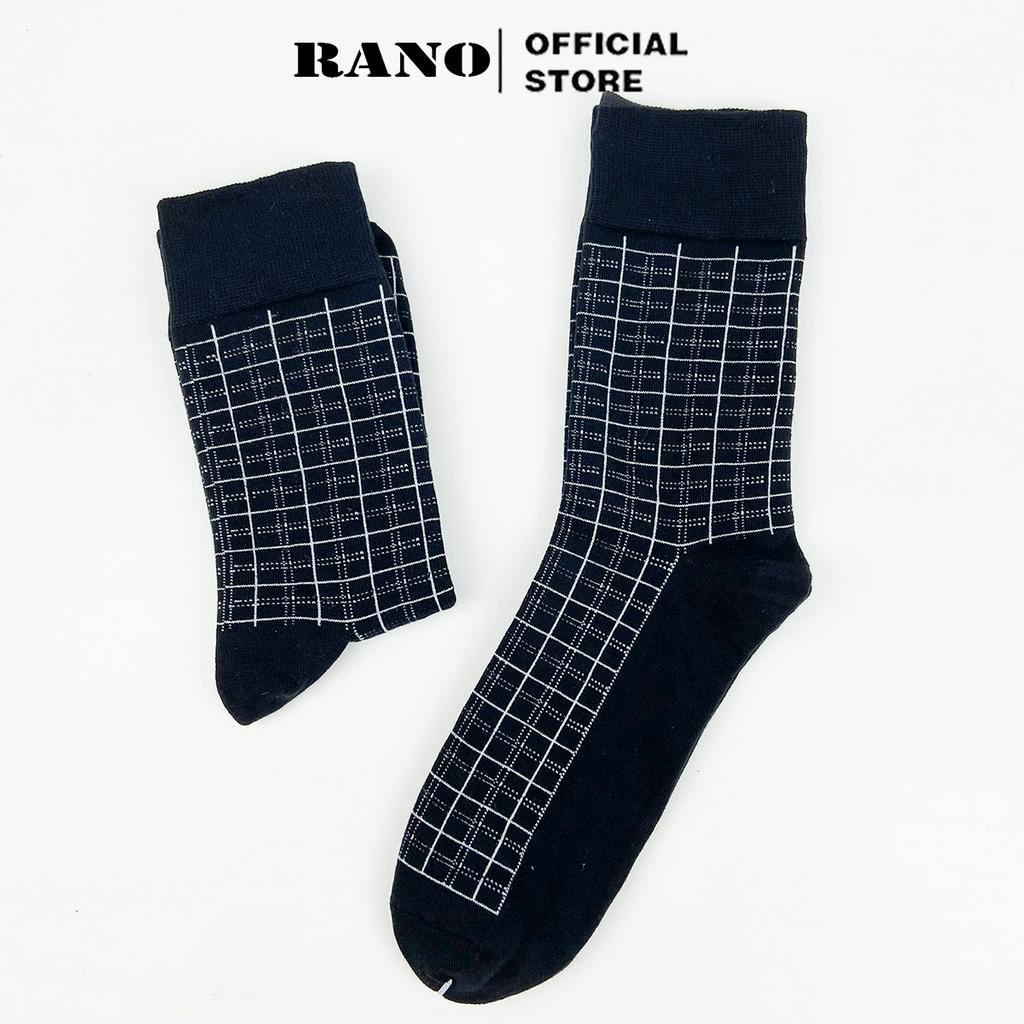 Hộp 5 đôi tất nam giày tây cổ cao họa tiết cao cấp văn phòng RANO cotton chống hôi chân 20 cm mix5_2vuong