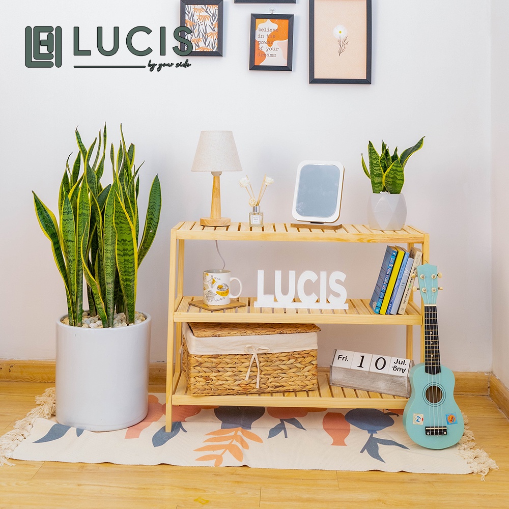 Kệ gỗ chữ nhật 3 tầng LUCIS size 80cm đa năng phong cách Hàn Quốc