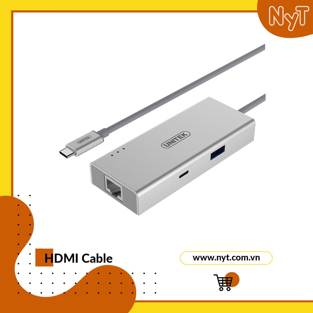 Hub Ethernet USB Type-C | UNITEK Y9117 | Được Hỗ Trợ 4 Trong 1 Với HDMI