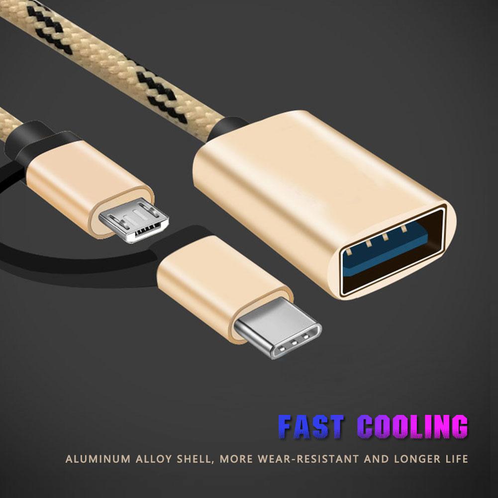 Bộ chuyển đổi 2 trong 1 USB 3.0 OTG Cáp nylon bện Cáp USB C Đồng bộ hóa dữ liệu