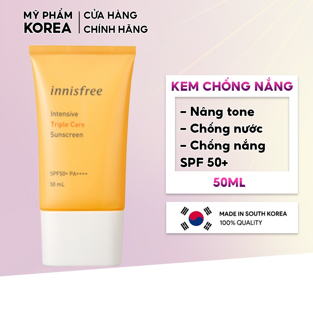 Kem chống nắng lâu trôi làm sáng da innisfree Intensive Triple Care Sunscreen SPF50+ Pa++++ Hàn Quốc 50ml