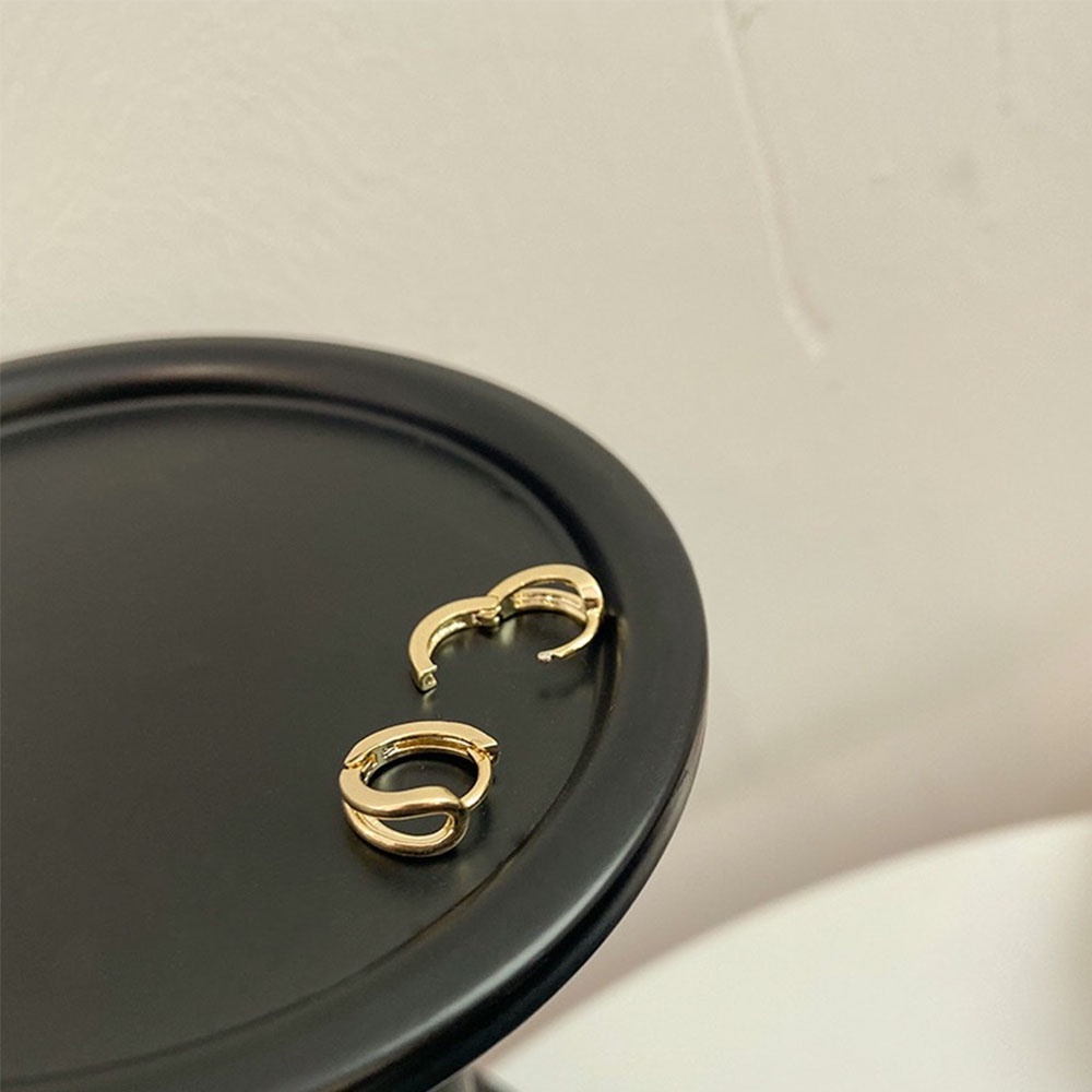 Bông tai hình tròn bằng kim loại thiết kế đơn giản thời trang cho nữ