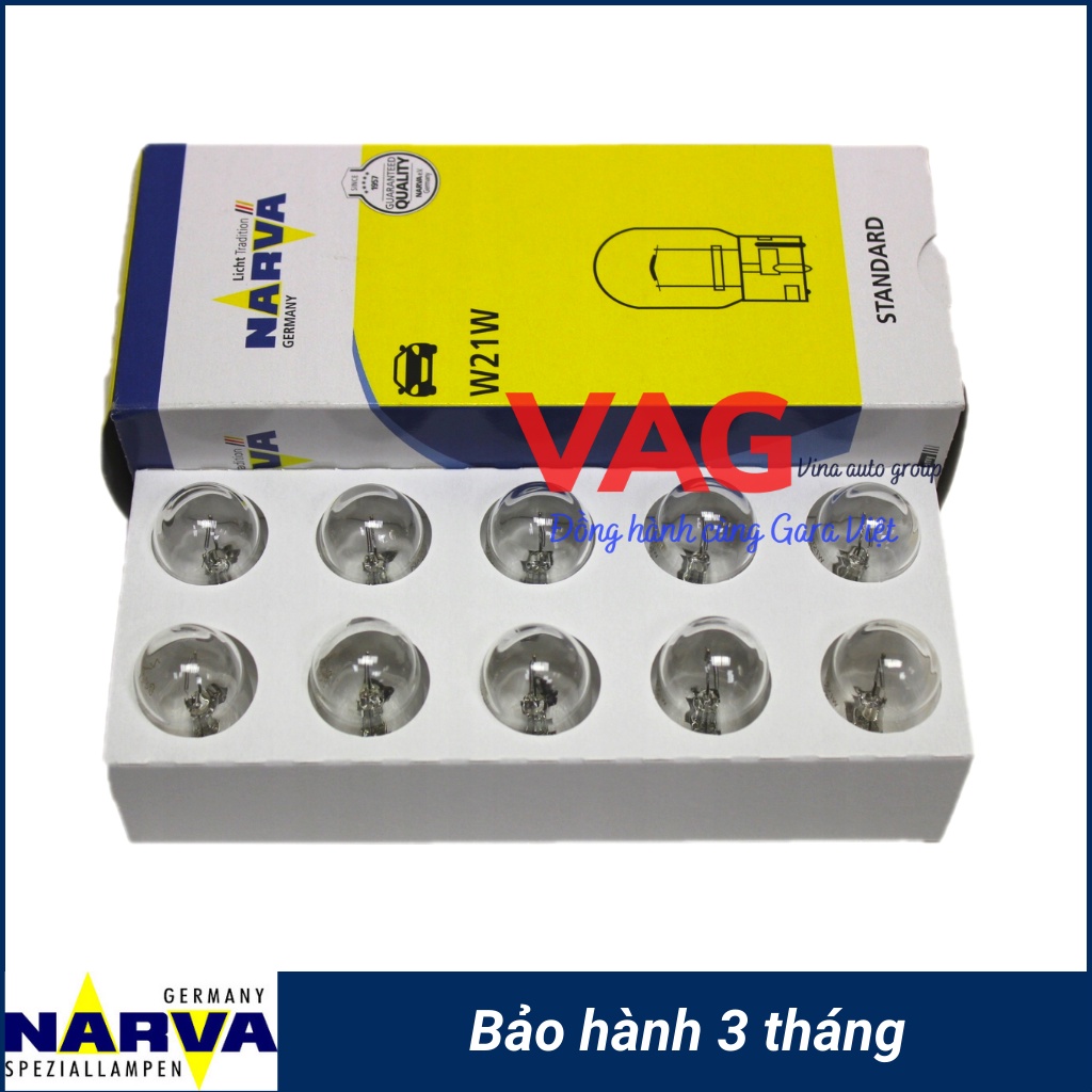 Bóng đèn phanh, xi nhan, lùi chân cắm W21W 12V chính hãng NARVA công nghệ Đức