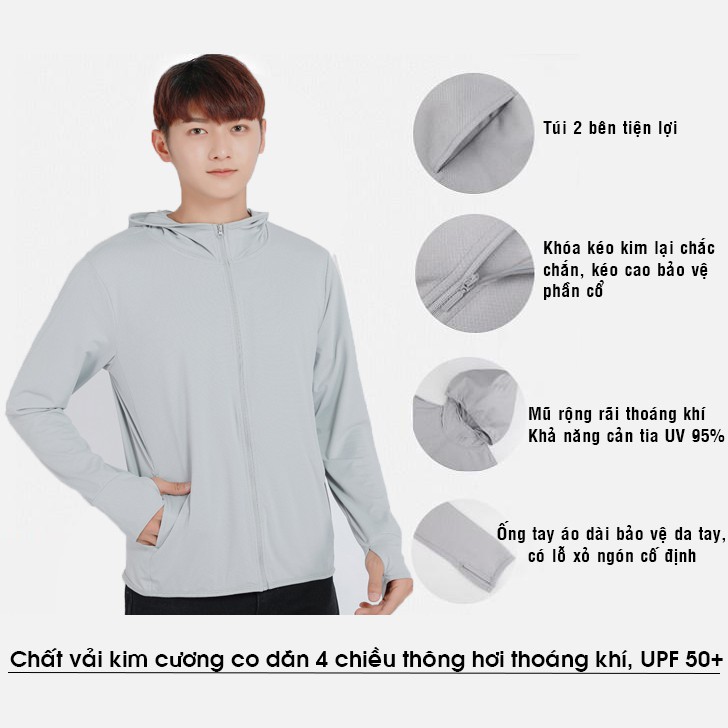 Áo chống nắng thể thao nam nữ chất vải co dãn 4 chiều thông hơi, thoáng mát chống tia UV (Tặng túi đựng)