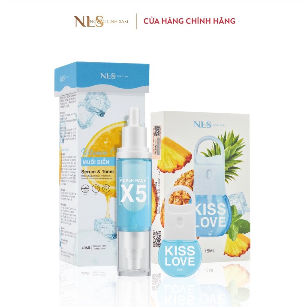 Combo SUPER NACH X5 2IN1 Serum nach, Toner nach, Xịt miệng Kiss Love NLS