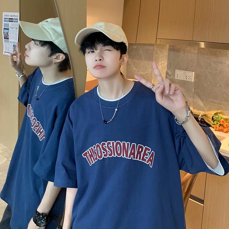 Áo Thun Tay Ngắn Dáng Rộng In Chữ Phong Cách Hip Hop Đường Phố Hàn Quốc Thời Trang Mùa Hè Cho Nam Cỡ M-5XL