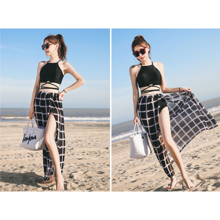 Bộ bơi set 3 áo yếm mầu đen, quần, kèm buộc chân váy ( Mã : 76133  ) | BigBuy360 - bigbuy360.vn