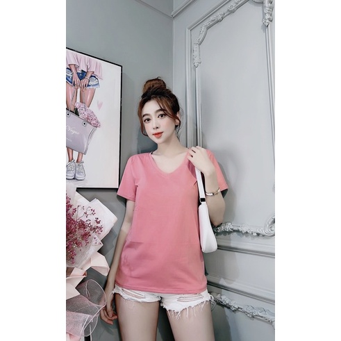 Áo THUN THÁI trơn cổ tim form vừa/rộng (bao chất đẹp)