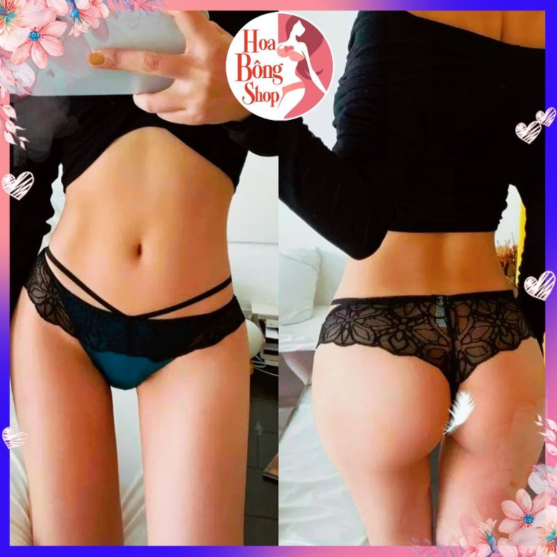 Quần Lót Lọt Khe Phối Ren 2 Dây Chéo Cực Quyến Rũ
