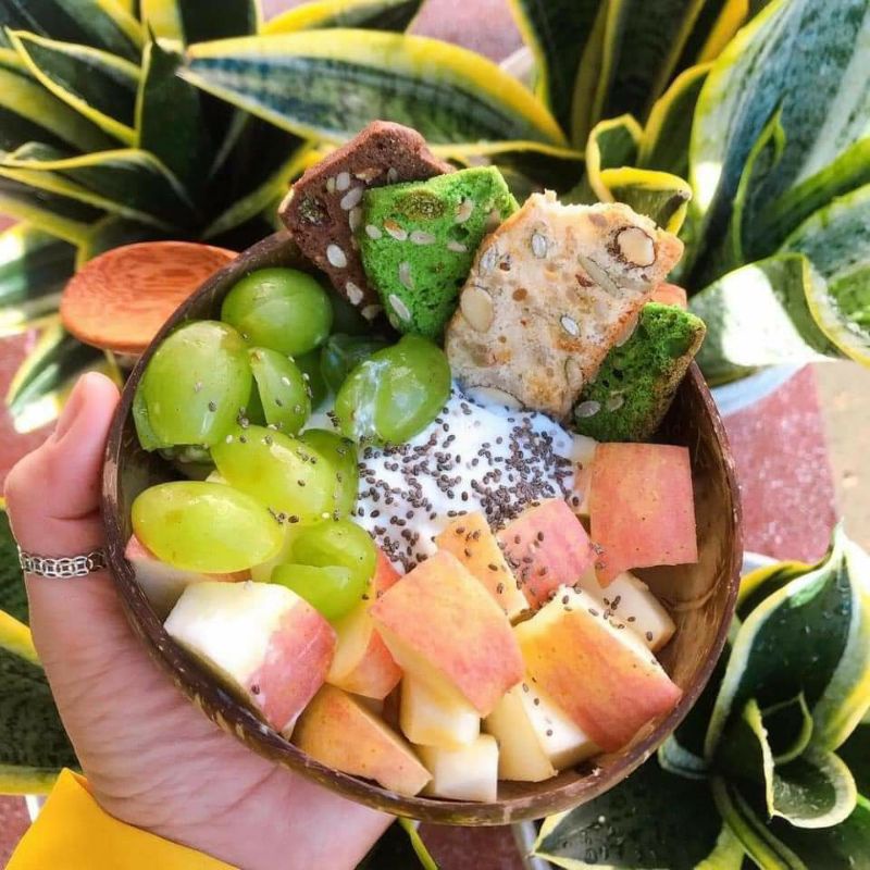 Bộ bát gáo dừa muỗng gỗ cao cấp ăn ngũ cốc, trộn bột