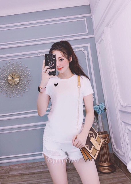 ÁO KIỂU THUN THÁI NỮ TAY NGẮN CỔ TRÒN THÊU GẤU | BigBuy360 - bigbuy360.vn