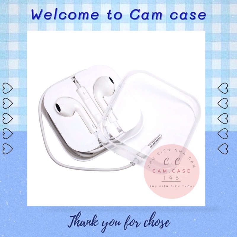 Tai nghe có dây với giắc cắm 3.5mm màu trắng cho điện thoại Android/iPhone 5 6
