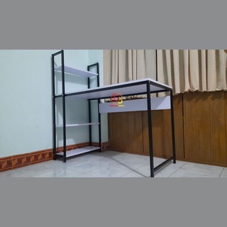 Bàn làm việc khung sắt kèm giá sách sơn tĩnh điện chịu lực cao, bàn vi tính hoặc bàn học, làm việc lắp ráp dễ dàng
