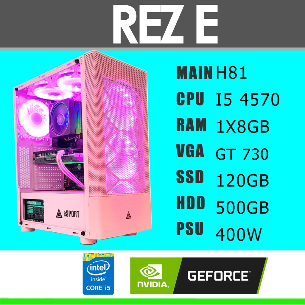Pc gaming trọn bộ cấu hình I5 4570/H81/RAM 8GB/SSD 128GB/HDD 500GB/VGA GT 730/400W/Màn hình SamSung 24inch cong