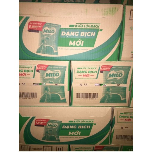 Thùng 48 bịch sữa lúa mạch Milo pha sẵn tiện lợi có đường 180ml
