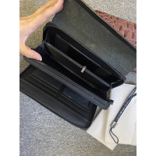 Ví cầm tay Nam - Vân Cá sấu - 22x13x4.5cm - Da thật 100%