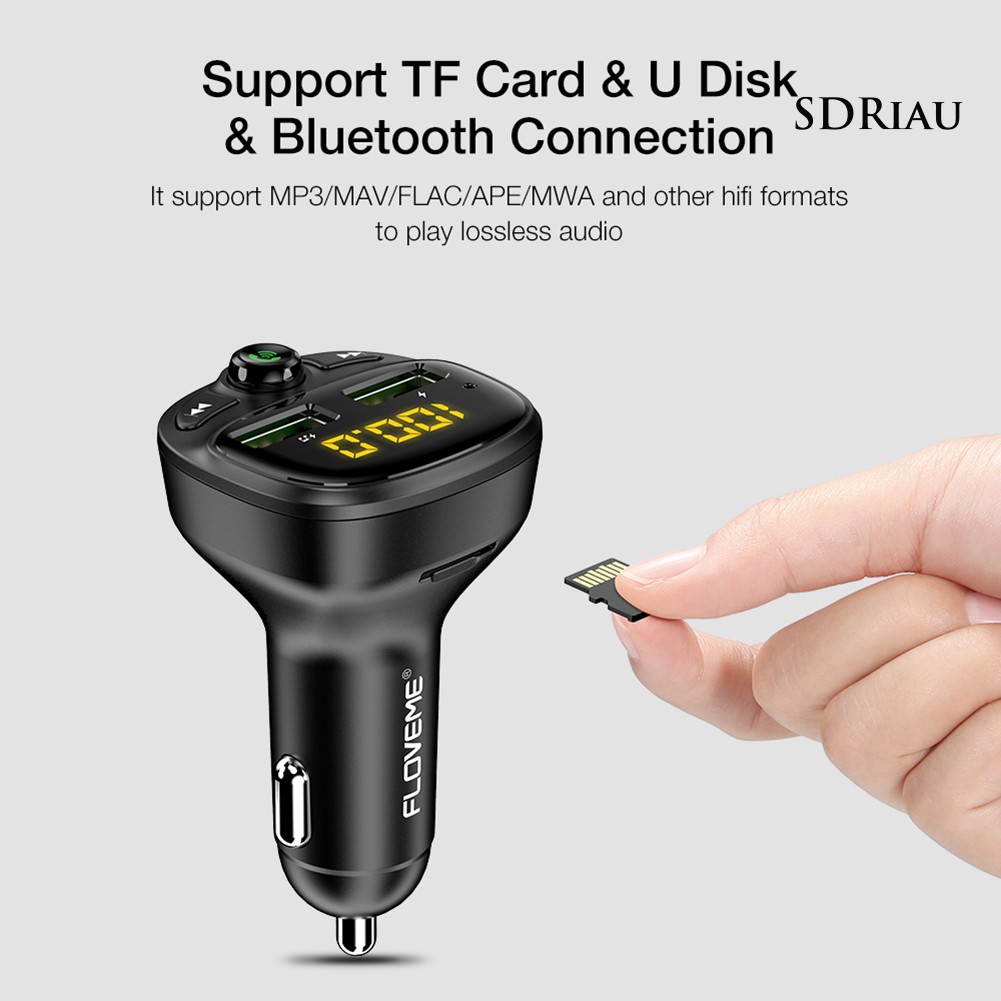 Máy Nghe Nhạc Mp3 Bluetooth Hai Cổng Usb Kiêm Sạc Điện Thoại Rảnh Tay Cho Xe Hơi