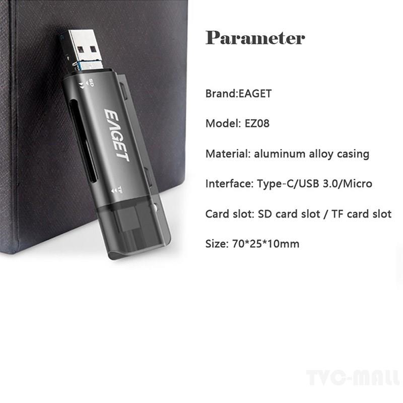 Đầu Đọc Thẻ Nhớ Eaget Ez08 Type-C Micro Usb Usb 3.0 | BigBuy360 - bigbuy360.vn