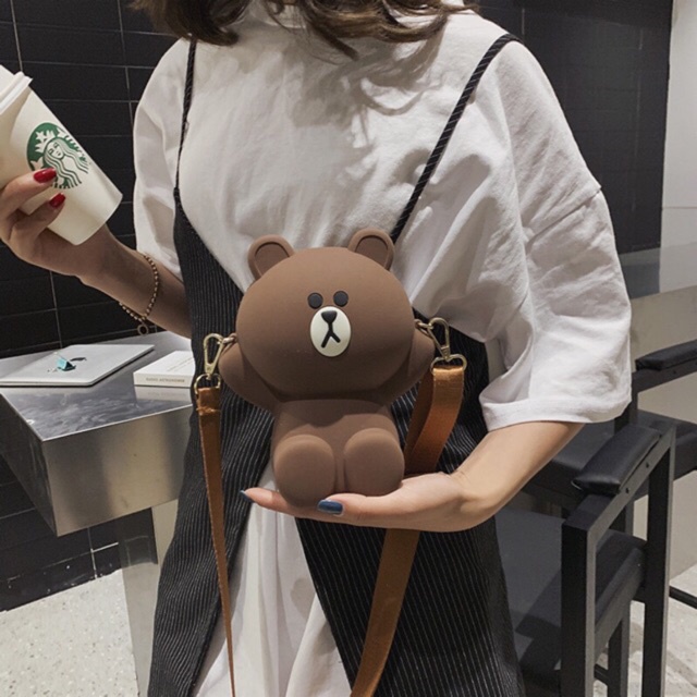 Túi Đeo Chéo Silicon Hình Gấu Brown Bear Cỡ Lớn , TÚI XÁCH NỮ ĐỰNG ĐIỆN THOẠI T070