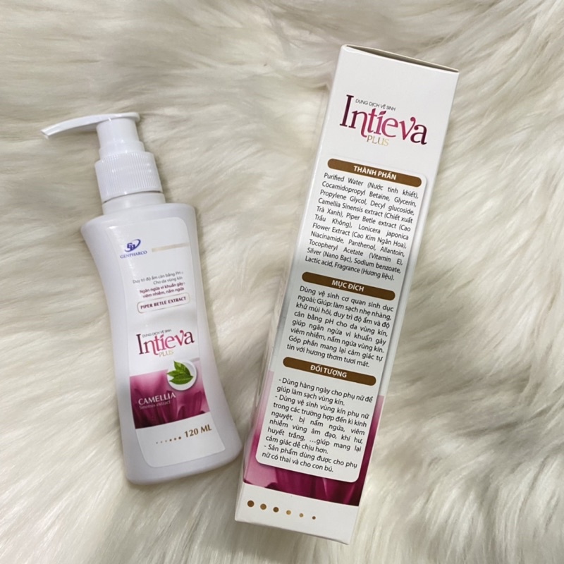 Dung dịch VỆ SINH PHỤ NỮ Intieva plus 120ml - làm sạch, khử mùi hôi, ngăn ngừa viêm nhiễm, duy trì độ ẩm vùng kín
