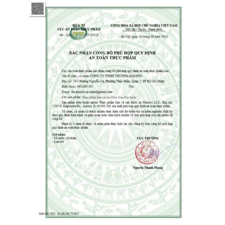 Viên Bổ Sung Kẽm Giảm Mụn ZINC FOR ACNE 100 Viên | BigBuy360 - bigbuy360.vn