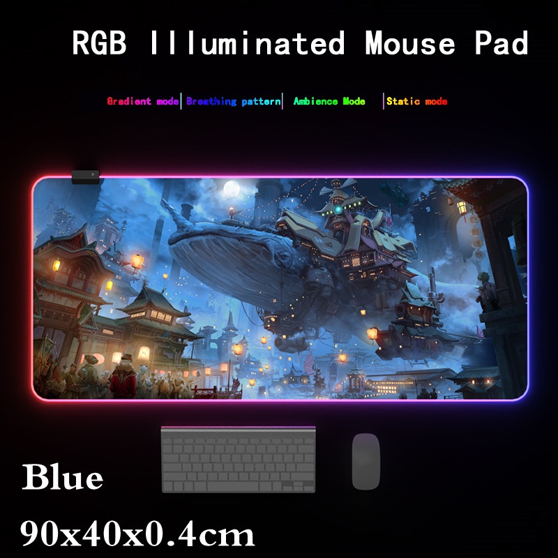 Tấm Lót Chuột Và Bàn Phím Chơi Game Cỡ Lớn Có Đèn Nền Led RGB In Hình Anime