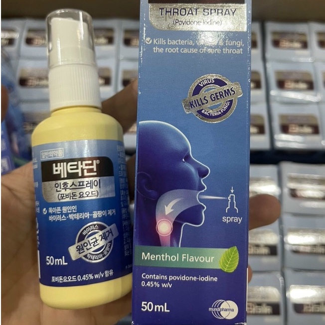 XỊT XÚC HỌNG ,XÚC MIỆNG KHÁNG KHUẨN BETADINE HÀN QUỐC CHAI 50 ML