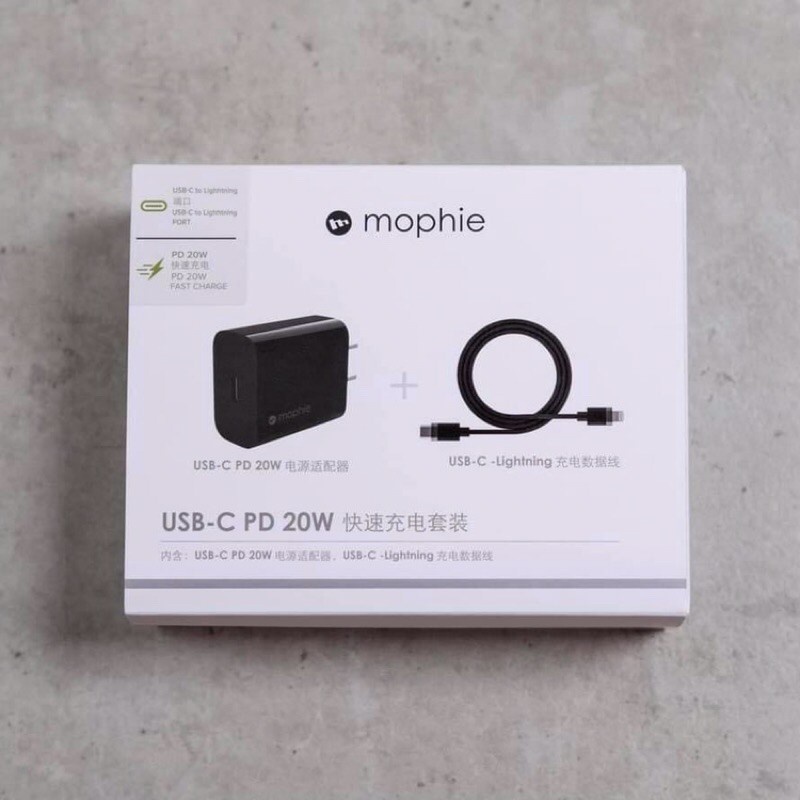 Combo sạc nhanh Mophie Power Delivery 20W dành cho t táo MFI