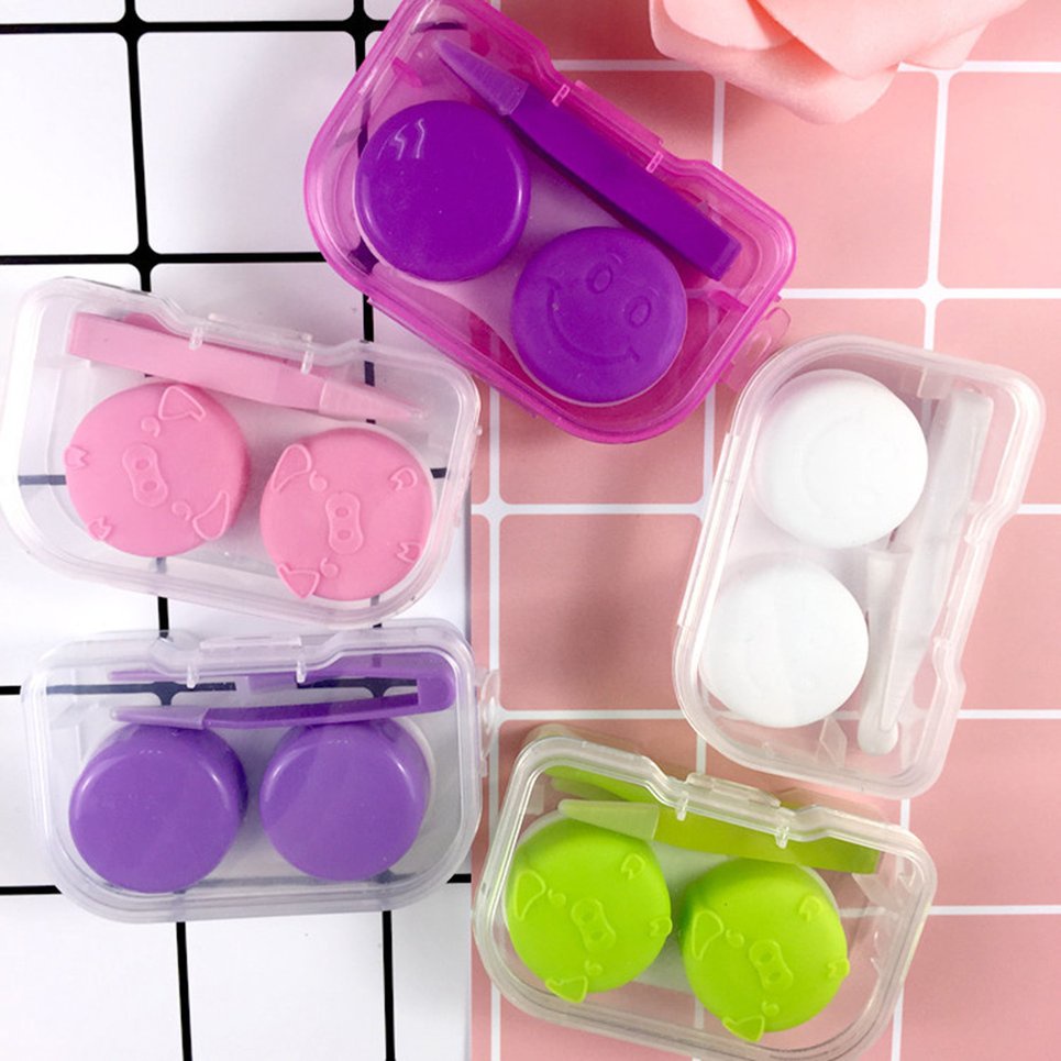 Solid Color Contact Lens Pp Box Eye Care Kit Portable Contact Lens Box