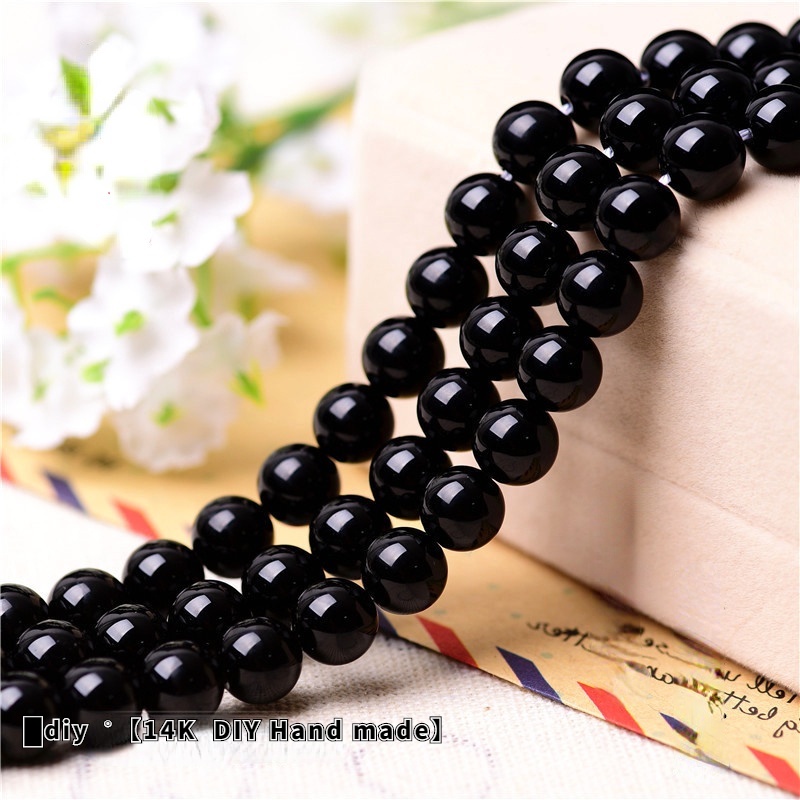 █diy●Chuỗi Hạt Đá Mã Não Đen Tự Nhiên 7a Dùng Làm Trang Sức DIY