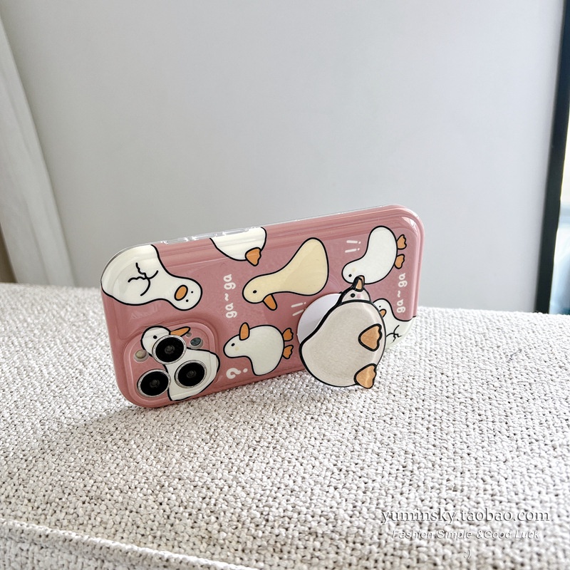 Ốp điện thoại silicon mềm có giá đỡ hình chú vịt dễ thương cho iPhone 13 promax 13 11 XS XR