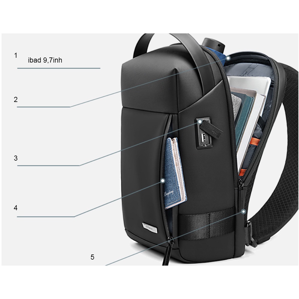 Túi đeo chéo đeo ngực nam cao cấp phong cách châu âu