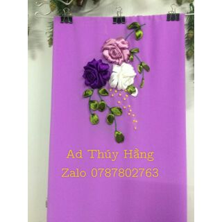 Vải áo dài thêu ruy băng chất vải chiffon