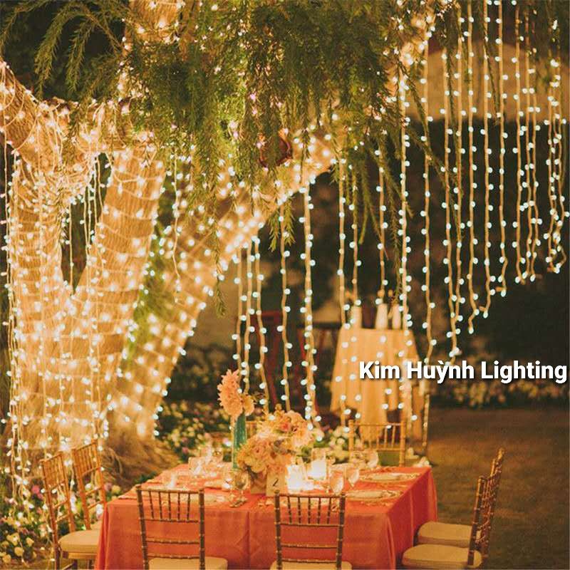 Đèn led rèm mưa trang trí decor chống thấm ngoài trời