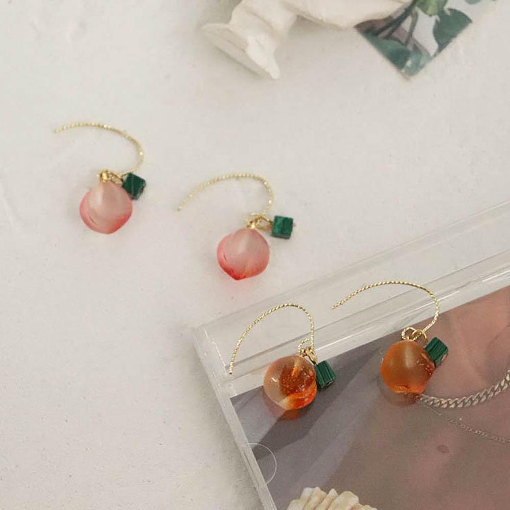 2 Bông Tai Móc Hình Trái Đào / Cam Dễ Thương Thời Trang Cho Nữ