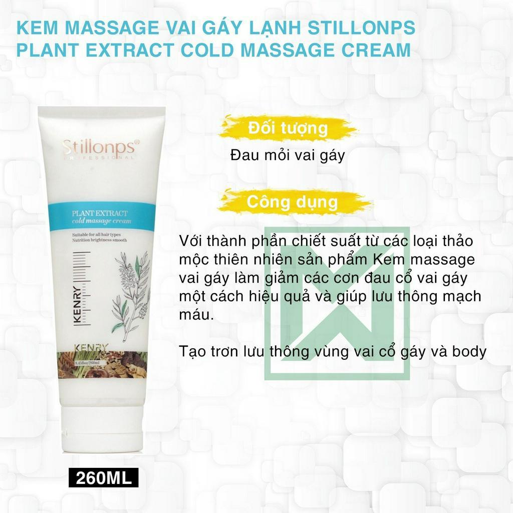 Kem massage vai gáy lạnh Stillonps Plant Extract Cold Massage Cream 260ml, giúp thư giãn giảm đau nhức