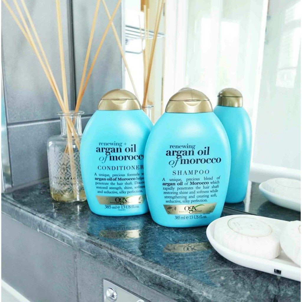 Dầu Gội OGX Renewing Argan Oil of Morocco Shampoo 385ml - Giúp Phục Hồi Tóc Hư Tổn