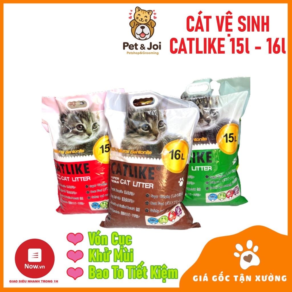 CATLIKE Cát Vệ Sinh Cho Mèo 15L 16L⚡CHỈ 1 NGÀY⚡- Mùi chanh / táo / cafe - PET&amp;JOI