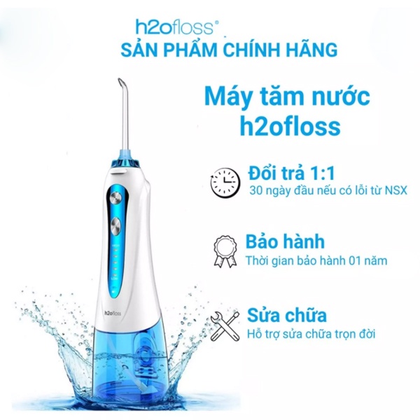 Máy tăm nước, tăm nước H2oFloss HF-9P Phiên bản mới 2021, Lỗi 1 Đổi 1, máy tăm nước cầm tay