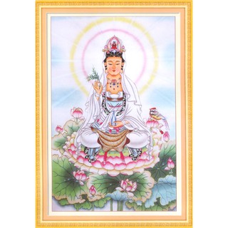 Tranh Thêu Chữ Thập (THÊU KÍN) Quan Âm Tượng Pháp A968 (KHÁCH TỰ THÊU) KT:50X73CM