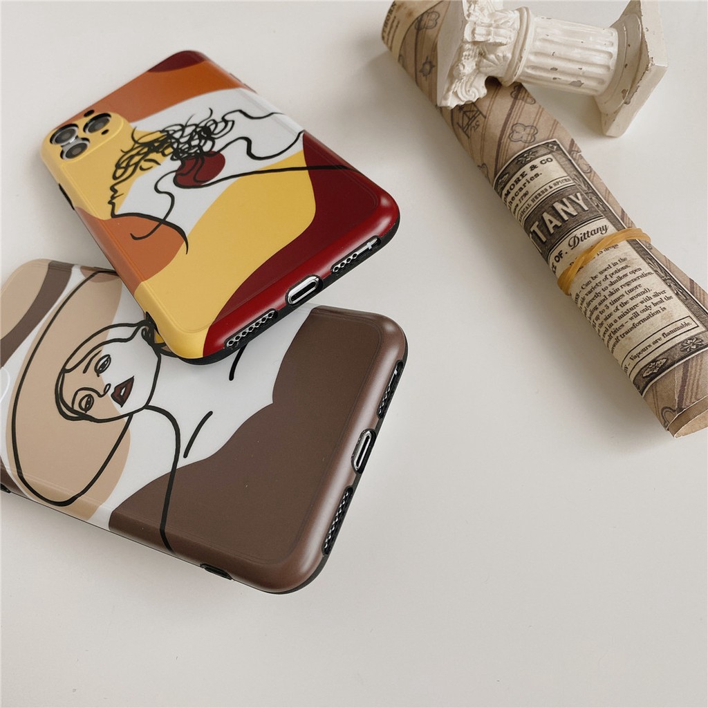 Soft Plastic Phone Cases Cute Couple cartoon Art girl Case suitable for iPhone11 PRO MAX 7/8plus SE2020 X/XS XR XSMAX