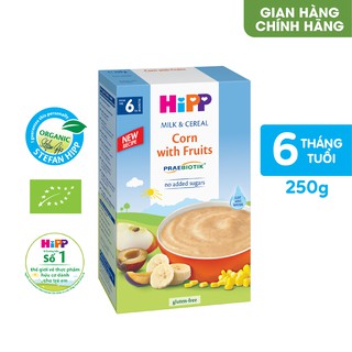 Bột ăn dặm dinh dưỡng Sữa, Hoa quả, Bắp HiPP Organic 250g