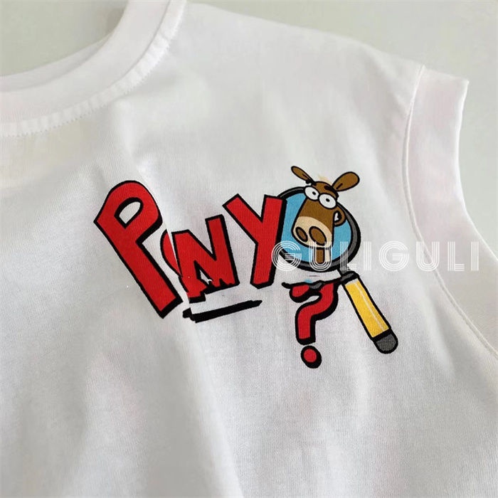 Áo Thun 100% cotton Sát Nách Dáng Suông In Họa Tiết Hoạt Hình Đáng Yêu Cho Bé