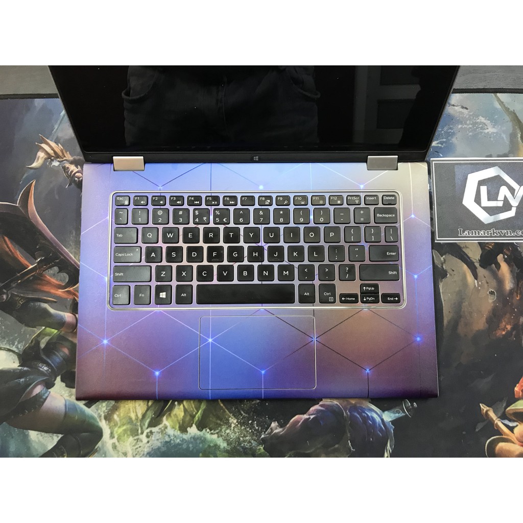 Skin laptop lưng và tỳ tay hình 3D tím (hình ảnh có thể áp dụng cho mọi dòng laptop)