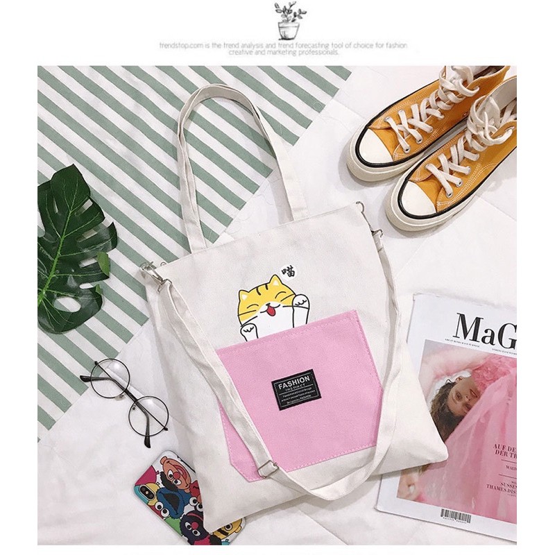 Freeship 0Đ - TÚI TOTE ĐEO CHÉO UNISEX NAM NỮ - VẢI DỆT CANVAS [Hàng Loại A] 20 mẫu hot Túi tote vải bố đựng đồ canvas