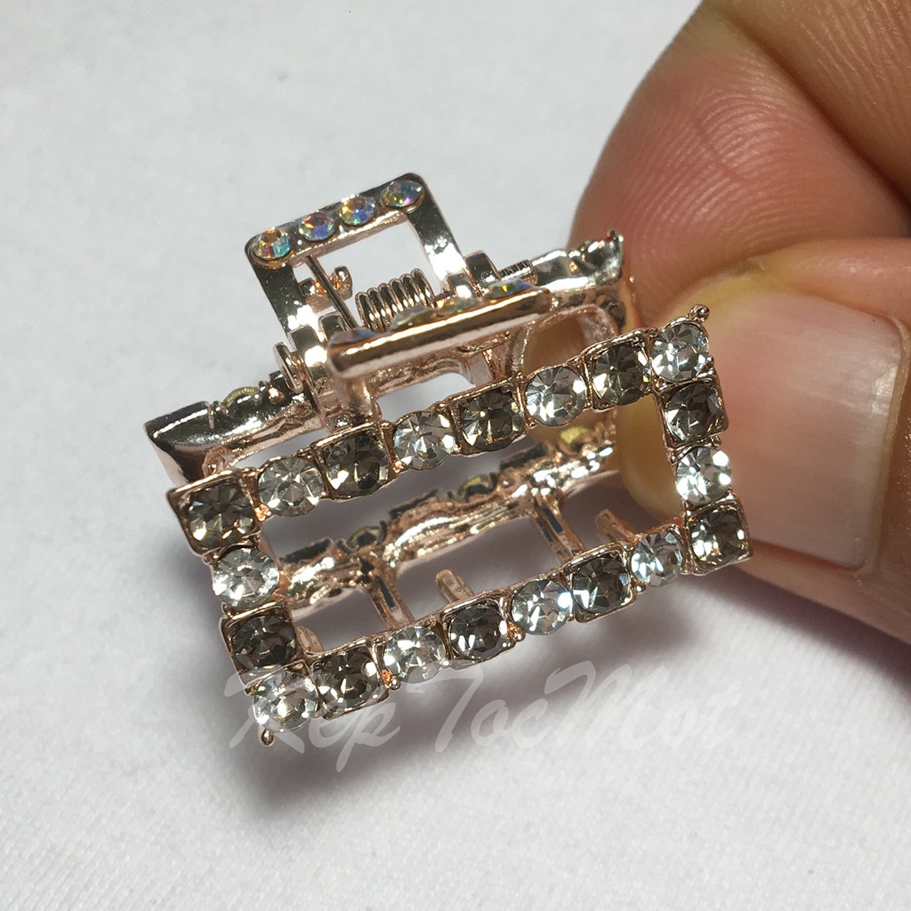 Kẹp tóc kim loại mini 2cm đính đá màu KT68